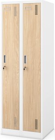 Szafka pracownicza dwukomorowa biała / dąb sonoma: Eco Design KACPER II, 600 x 1800 x 500 mm