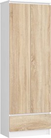 Minimalistyczny regał do salonu biały + dąb sonoma L6-K43