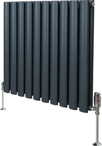 Grzejnik kolumnowy owalny z zaworami – 600 mm x 600 mm – antracytowo-szary