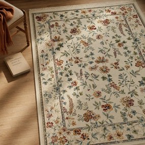 Kremowy dywan z wiskozy 135x195 cm Oriental Flowers – Nouristan
