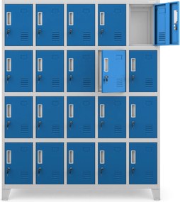 Szafa BHP 20-skrytkowa 136x45x172 cm Robert, szary/niebieski