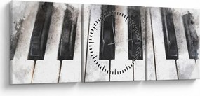 Obraz - Fortepian, akwarela (z zegarem) (90x30 cm)
