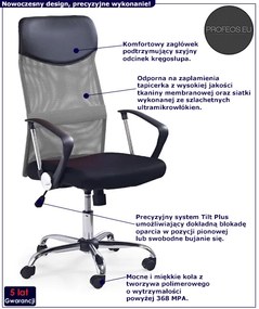 Szary Biurowy Fotel Obrotowy P8-F80