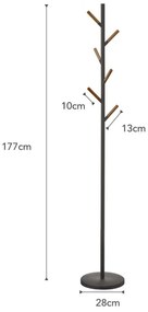 Czarny wieszak z detalami z drewna bukowego YAMAZAKI Plain Pole Hanger