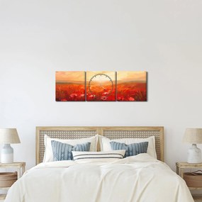 Obraz - Pole maków (z zegarem) (90x30 cm)