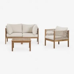 Zestaw Ogrodowy Z 2-częściową Modułową Sofą Z Podłokietnikami, Fotelem I Stolikiem Kawowym Z Drewna Akacjowego Branson - Sklum