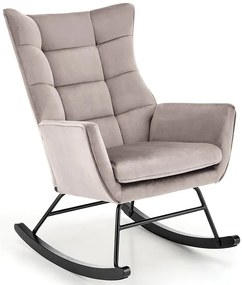 Beżowy welwetowy pikowany fotel bujany - Cirisu