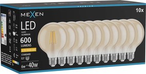 Mexen Vintis 10x żarówka filament LED E27, G95, 6W, Ciepła - 2200K, 600 lm, amber - L157-E27-0622-50x10