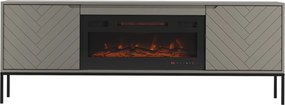 Szafka RTV z kominkiem Aspen 02 cashmere/czarny 180 cm
