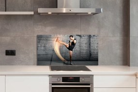 Szkło do Kuchni na Ścianę Kobieta Trenująca Fitness