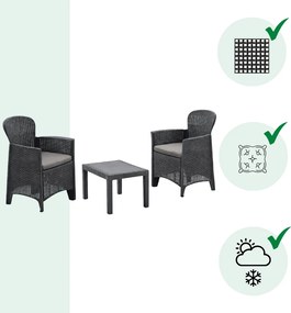 Zestaw ogrodowy AKITA, 3-częściowy, antracytowy I.P.A.E-Progarden