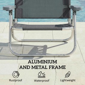 Outsunny Składany leżak ogrodowy z poduszką, regulowanym daszkiem i 6-stopniową regulacją oparcia, 62 x 68 x 79 cm, ciemnoszary | Aosom PL