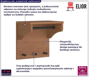 Mały wieszak ścienny drewno orzechowe W3-G79
