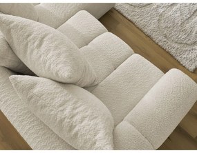 Beżowy rozkładany/ze schowkiem narożnik z materiału bouclé (prawostronny/z szezlongiem) Roxelane – Bobochic Paris