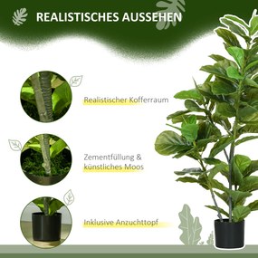 HOMCOM Sztuczna roślina Ficus, 110 cm wysokości z 90 liśćmi &amp; donicą do salonu | Aosom PL