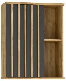 Wisząca szafka w stylu loft z czarnymi lamelami - Lironi 9X
