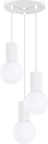 Lampa Wisząca Nowoczesny Halo, Aluminium/Szkło - 3 Źródło - L.25 X H.125 Cm - Biały