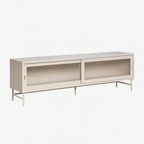 Szafka Rtv Paoline 180x40 Cm Ze Stali I Szkła Kremowa - Sklum