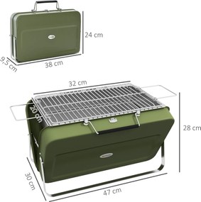Outsunny Grill Stołowy z Rusztem Zielony 47x30x28cm | Aosom PL