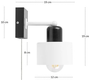 Biało-czarny kinkiet LED SHWD-WE10x10SC jednopunktowy z litego drewna