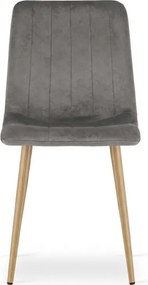 Szare aksamitowe krzesło LAVA PEWTER GREY
