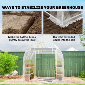 Outsunny Tunel foliowy (polytunnel), szklarnia z możliwością wejścia z ocynkowanym stalowym stelażem i odpornym na UV pokryciem PE, przezroczysta | Aosom PL