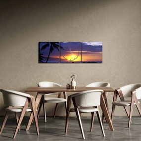 Obraz zachodu słońca nad morzem (z zegarem) (90x30 cm)