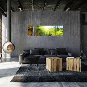 Obraz - wodospady w pralesie (170x50 cm)