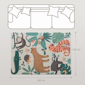 HOMCOM Fleece-Dywan z Wzorem Dżungli, łatwy w pielęgnacji, Kremowy+Bunt