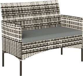 Outsunny 2-osobowa sofa rattanowa na taras z poduszką, antypoślizgowe maty, stalowa rama, jasnoszara | Aosom PL