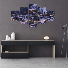 Obraz - górskie zimowe miasteczko (125x70 cm)