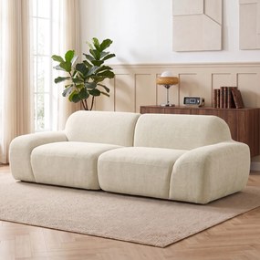 HOMCOM Sofa 3-osobowa, zaokrąglona i bezramowa, z przestronnym siedziskiem, grubo tapicerowana, bez montażu, kremowo-biała | Aosom PL