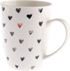 Kubek ceramiczny w czarne serca Dakls, 340 ml