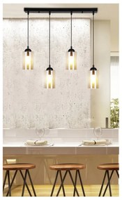 Czarna lampa wisząca ze szklanym kloszem 10x65 cm Bistro – Candellux Lighting
