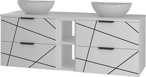 Zestaw Łazienkowy 140cm Szafka z Blatem Regał Umywalka Biały Mat Wood