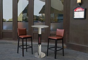 Ogrzewany stół barowy z promiennikiem podczerwieni, wysokość 1130 mm, 1500 W, Ø 600 mm, nierdzewny