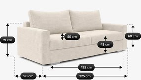 Sofa z Funkcją Spania DRAVOS Beżowa Sztruksowa Japandi