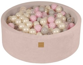 Kremowy aksamitny basen z kulkami ø 90x30 cm Montessori – Meowbaby