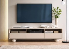 Nowoczesna szafka RTV 160 cm Lutario kaszmir – 3 szuflady, push to open