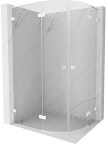 Mexen Lunar L kabina prysznicowa półokrągła uchylna lewa 80 x 70 cm, transparent, biała - 833L-080L-070P-20-00