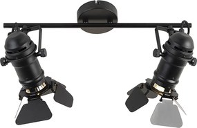 Inteligentny reflektor czarny z WiFi GU10 2-źródła światła ze skrzydłami - Movie