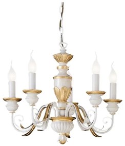 Ideal Lux - Żyrandol na łańcuchu FIRENZE 5xE14/40W/230V śr. 55 cm biały/złoty