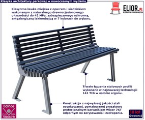 Ławka parkowa z oparciem 180 cm Arona 2X - 96 kolorów