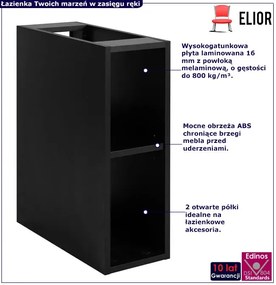 Wąska czarna półka łazienkowa 20 cm H4-G33