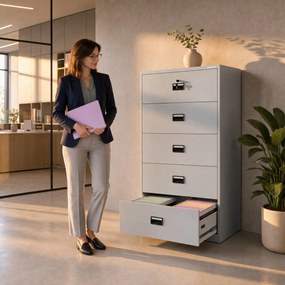 Szafa kartotekowa metalowa z 5 szufladami szara, 900x1620x600 mm: SARA XL V5
