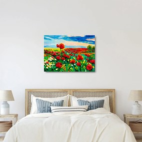 Obraz na szkle pola z makami (70x50 cm)