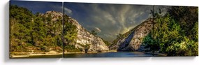 Obraz krajobrazu z jeziorem (170x50 cm)