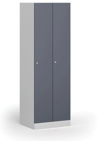 Metalowa szafka ubraniowa, 2-drzwiowa, 1850 x 600 x 500 mm, zamek cylindryczny, drzwi ciemnoszare