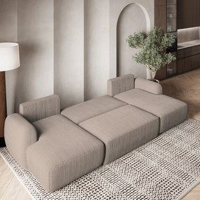 Masseno Narożnik SAVONA z funkcją spania i pojemnikiem na pościel Narozniki U, Rozkładana sofa - Beżowy, POSO 02