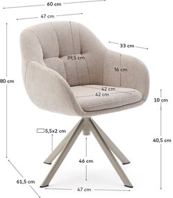 Beżowy tapicerowany fotel jadalniany z podłokietnikami Dorina – Kave Home